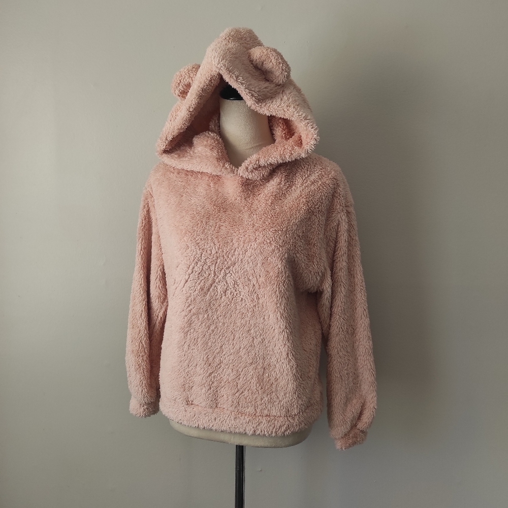 Shein pink fluffy hoodie with ears